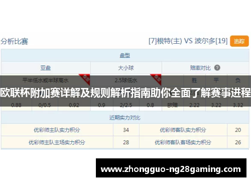 欧联杯附加赛详解及规则解析指南助你全面了解赛事进程